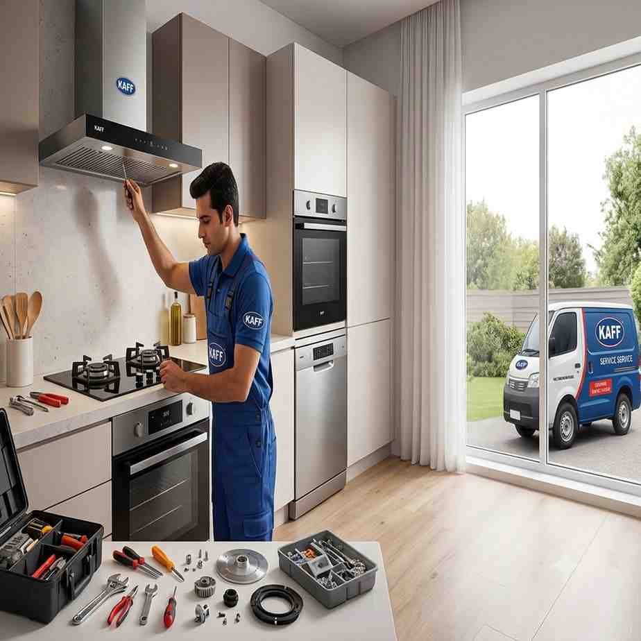 Kaff Chimney Repair Technician Kaff chimney repair technician fixing suction motor at customer home