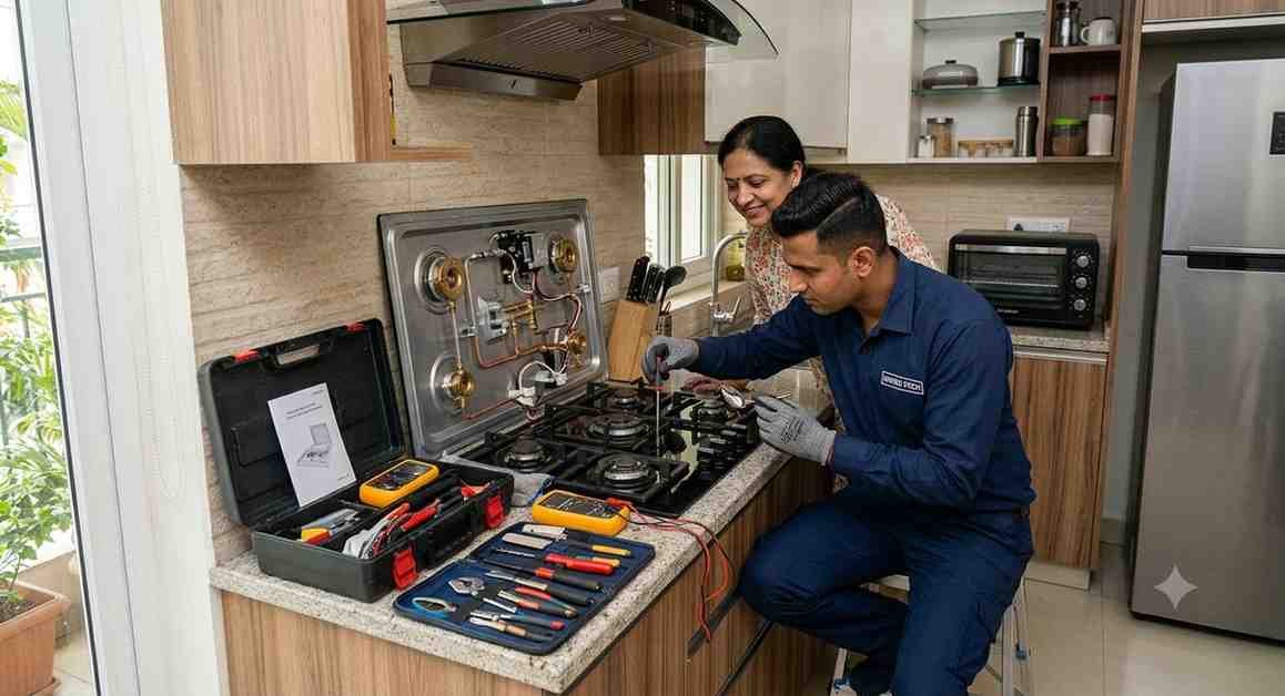 Expert Kaff hob repair Bangalore — burner ignition and valve fix at customer doorstep