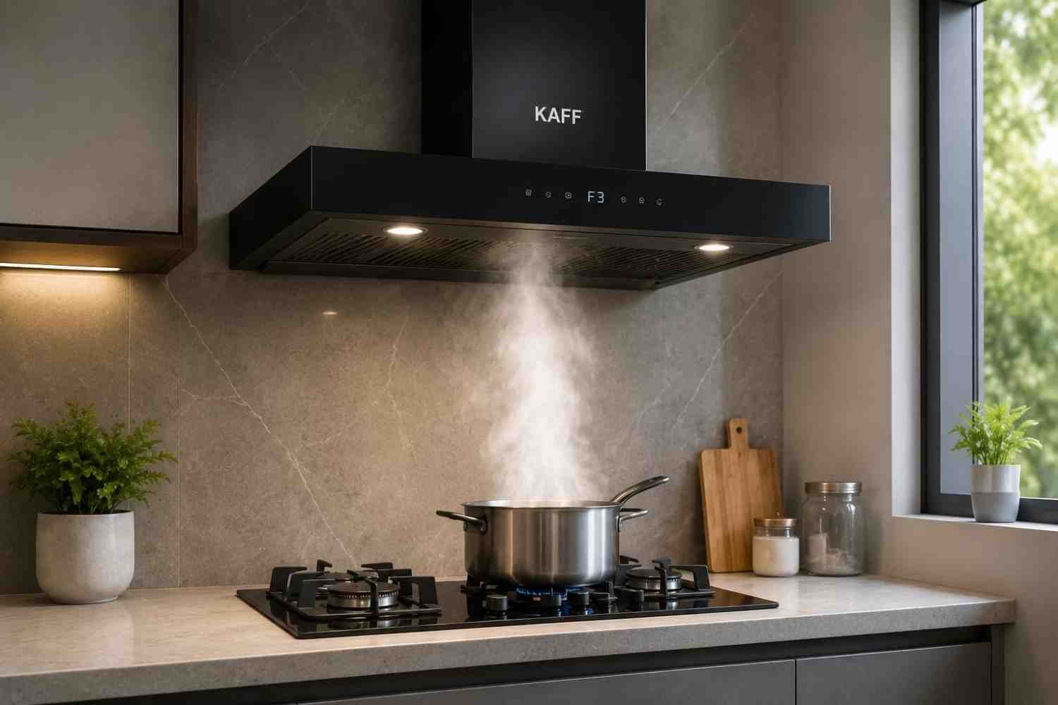 Kaff electric chimney in action after successful repair and cleaning