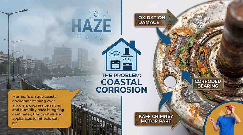 Kaff service centre mumbai Kaff appliance repair Mumbai coastal humidity impact on chimney and hob electrode corrosion