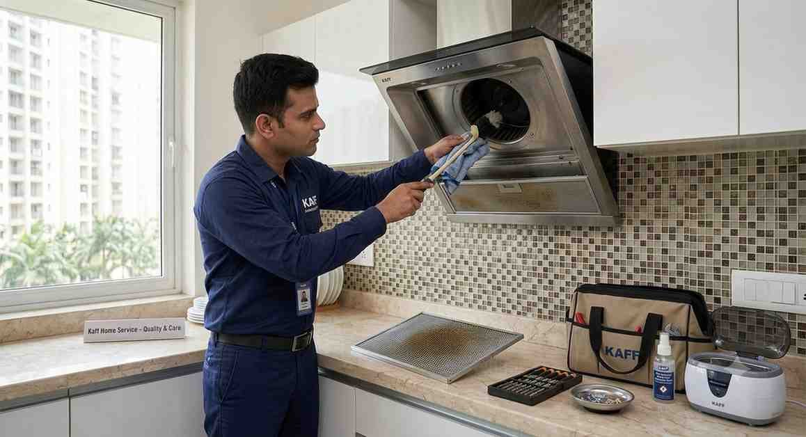Kaff chimney repair service in Navi Mumbai — motor suction and filter deep clean