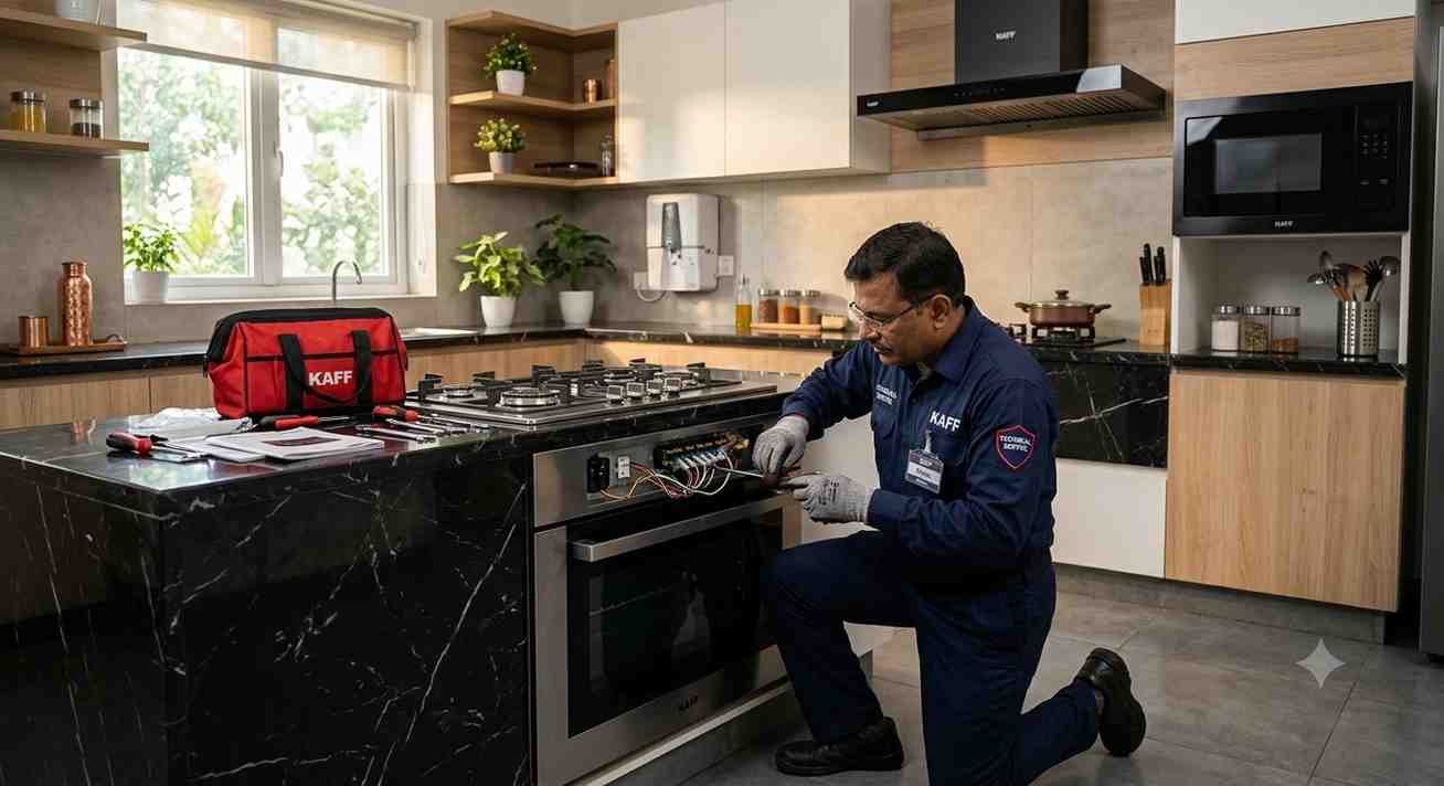 Expert Kaff cooking range repair service technician at customer doorstep