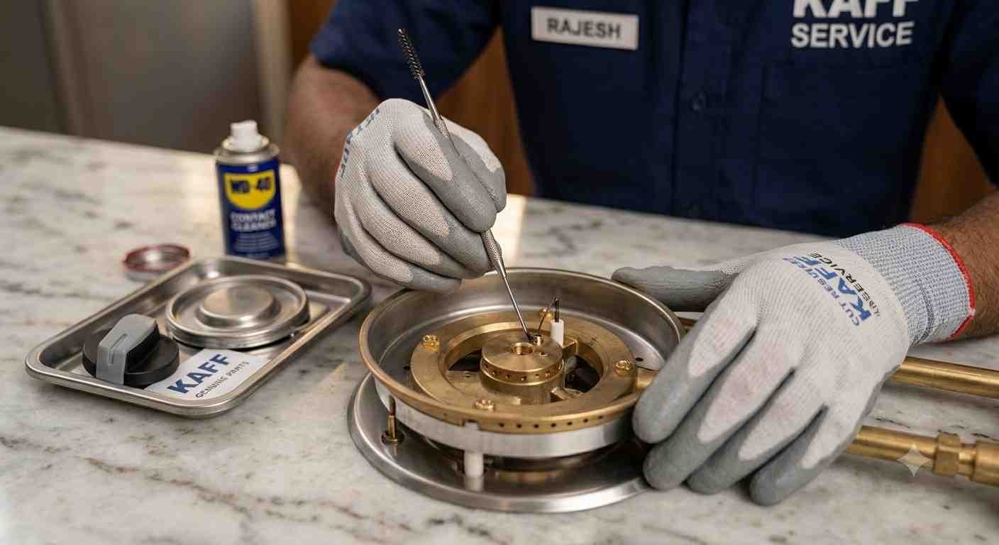 Kaff Cooktop Repair Kaff cooktop burner and ignition repair service — electrode cleaning and realignment