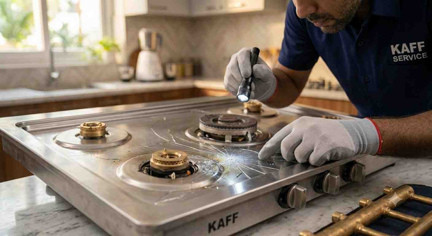 Kaff Cooktop Repair Kaff cooktop cracked glass surface inspection and replacement service