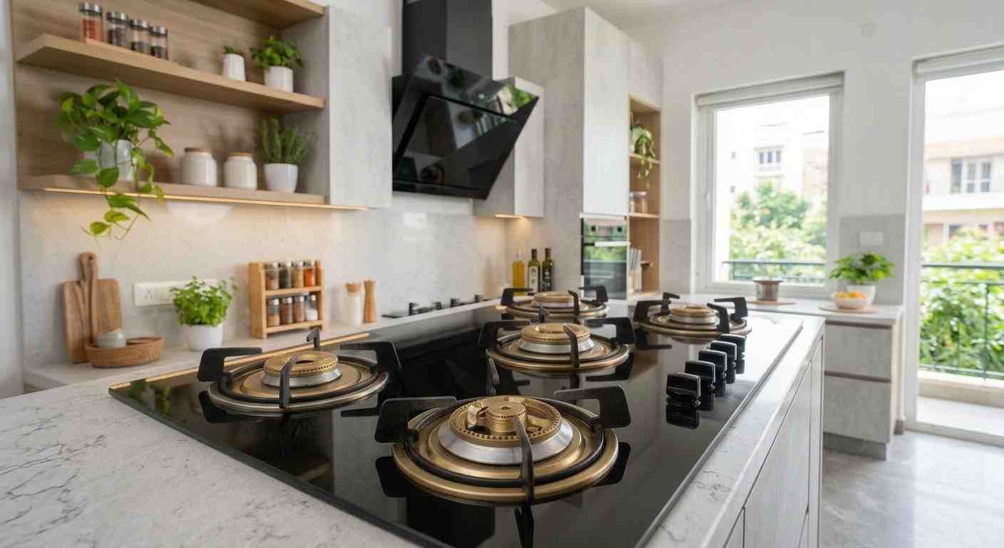 Modular kitchen built-in Kaff hob Indiranagar Bangalore apartment
