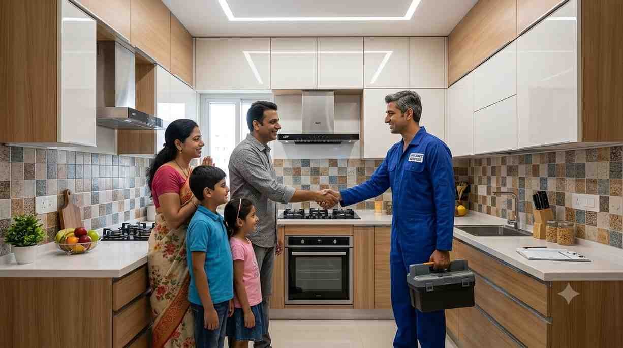 Kaff customer service Hyderabad — technician explaining repair to homeowner