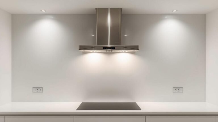 Stainless steel kitchen chimney hood with LED lights