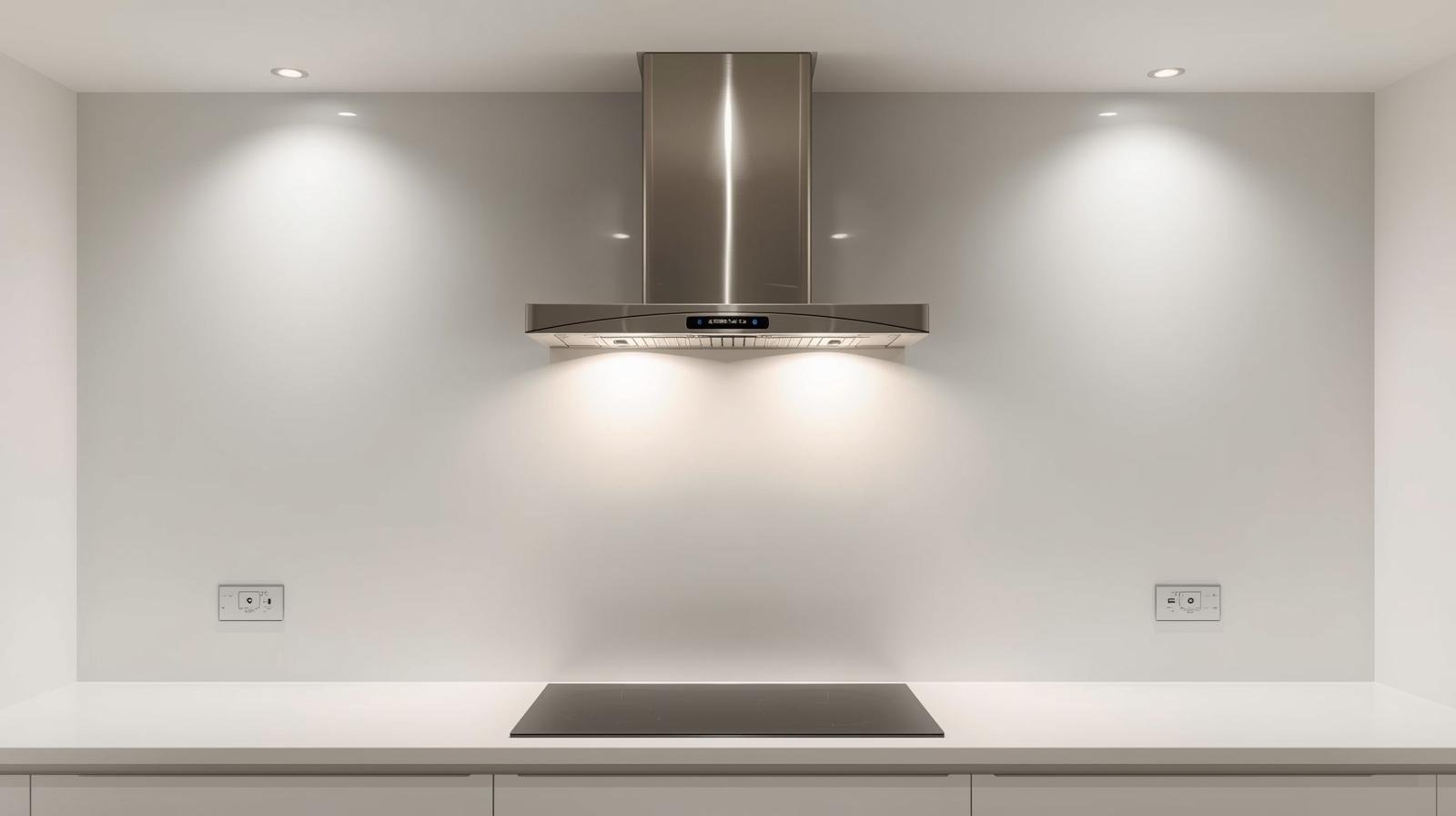 Stainless steel kitchen chimney hood with LED lights