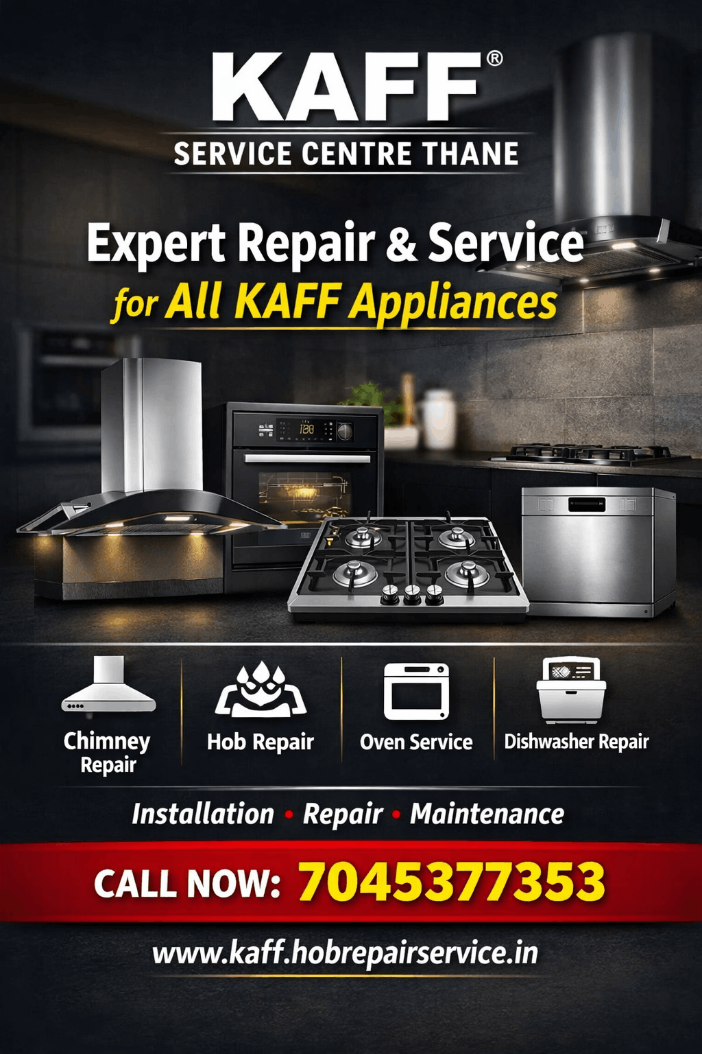 KAFF service centre in Thane technician repairing hob at a Thane home