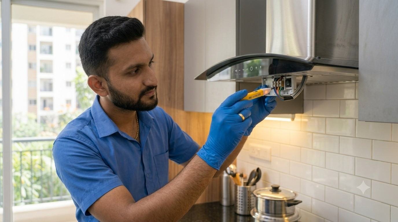 Checking the kitchen chimney power supply and socket